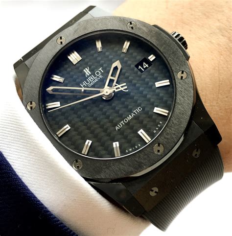 hublot classic fusion all black blue 45mm|hublot classic fusion special edition.